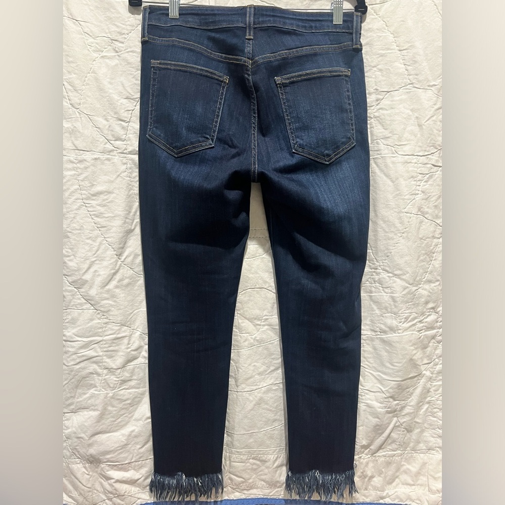 Just Black Jeans Denim Womens Size 30 Cropped Skinny Frayed Hem Blue Stretch - Picture 5 of 10